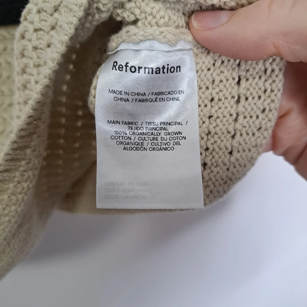 Reformation Max Open Knit Two Piece Set Oatmeal And Black Medium NWOT - Picture 7 of 9